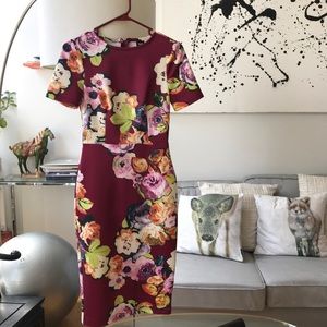 FLORAL SCUBA DRESS SIZE 4 (ASOS)